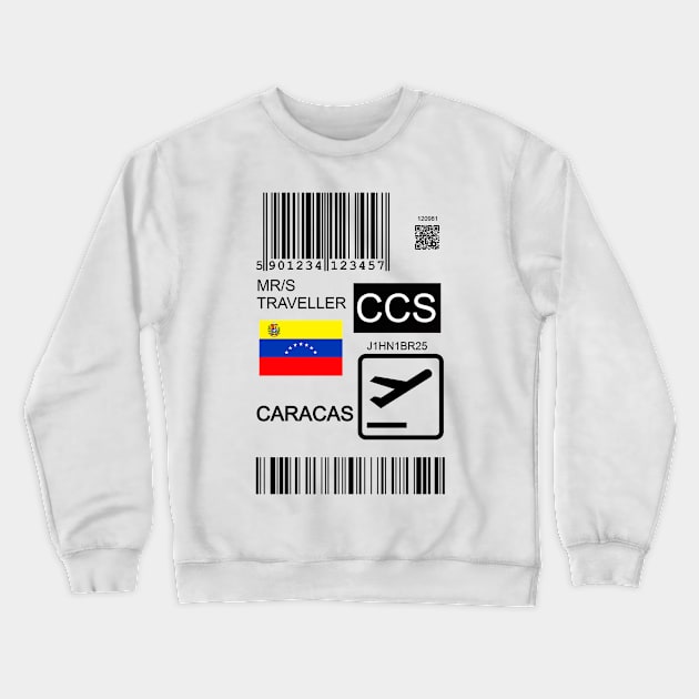 Caracas Venezuela travel ticket Crewneck Sweatshirt by Travellers